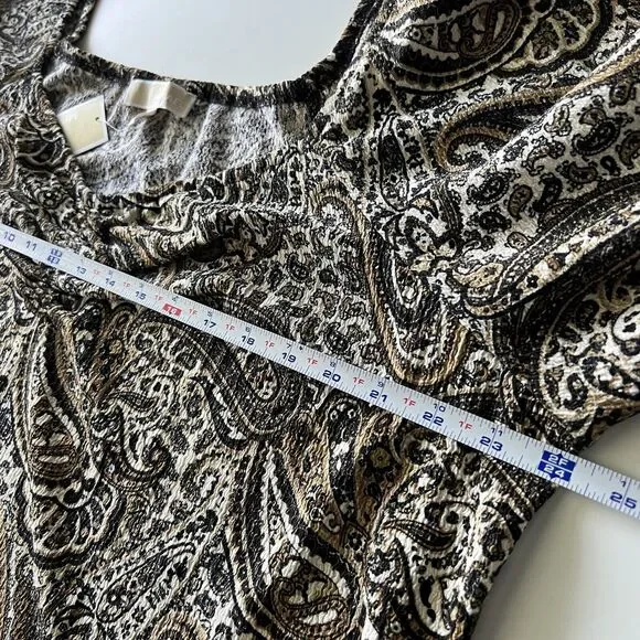 Michael Kors Womens Size 2X Blouse Paisley Print Long Sleeve Husk Tan Cream NWT - Picture 10 of 10